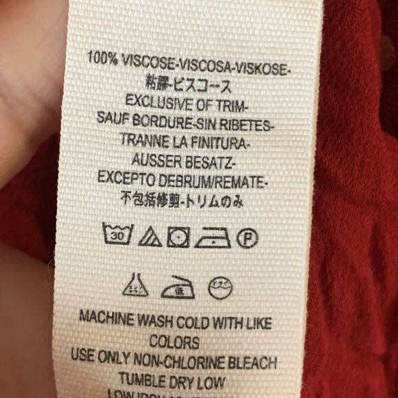 Free People Beneath The Sea Boho Pattern Wing Dolman Sleeve Blouse Red XS READ - Picture 6 of 8